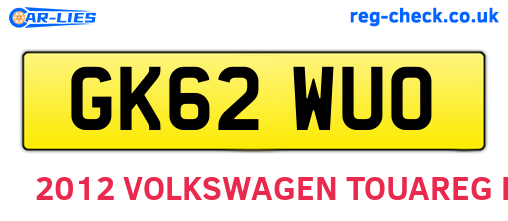 GK62WUO are the vehicle registration plates.