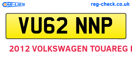 VU62NNP are the vehicle registration plates.