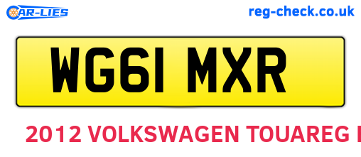 WG61MXR are the vehicle registration plates.
