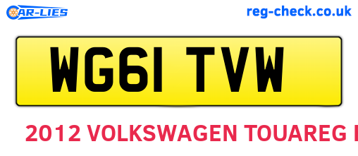WG61TVW are the vehicle registration plates.