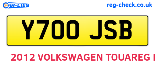 Y700JSB are the vehicle registration plates.