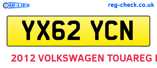YX62YCN are the vehicle registration plates.