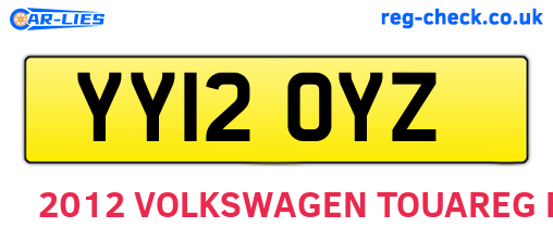 YY12OYZ are the vehicle registration plates.