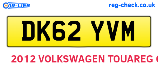 DK62YVM are the vehicle registration plates.