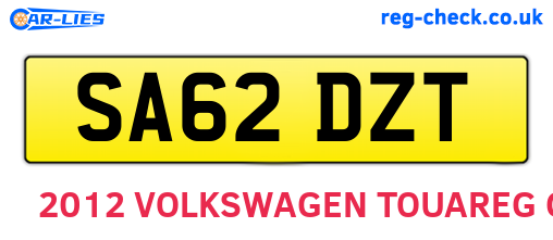 SA62DZT are the vehicle registration plates.