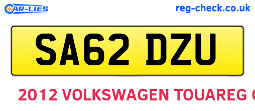 SA62DZU are the vehicle registration plates.