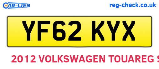 YF62KYX are the vehicle registration plates.