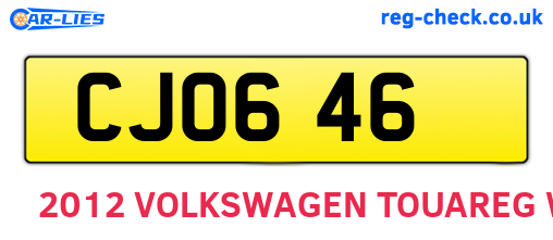 CJO646 are the vehicle registration plates.