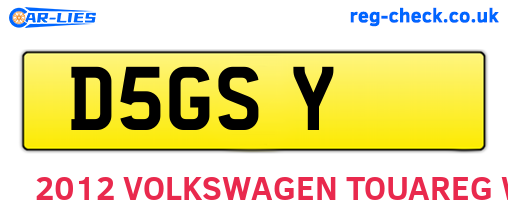 D5GSY are the vehicle registration plates.
