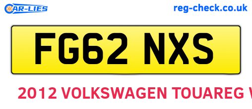 FG62NXS are the vehicle registration plates.
