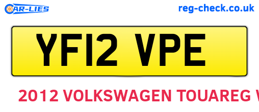 YF12VPE are the vehicle registration plates.