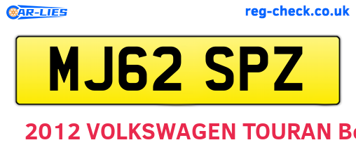 MJ62SPZ are the vehicle registration plates.