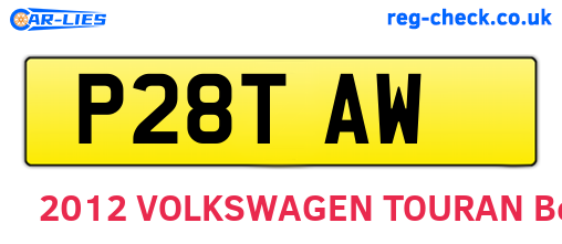 P28TAW are the vehicle registration plates.