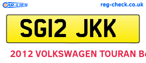 SG12JKK are the vehicle registration plates.