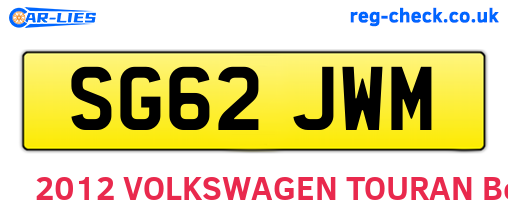 SG62JWM are the vehicle registration plates.