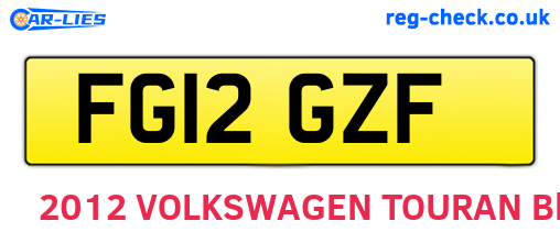 FG12GZF are the vehicle registration plates.