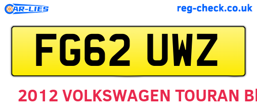 FG62UWZ are the vehicle registration plates.