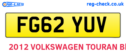 FG62YUV are the vehicle registration plates.