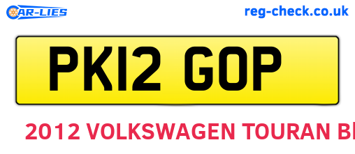 PK12GOP are the vehicle registration plates.
