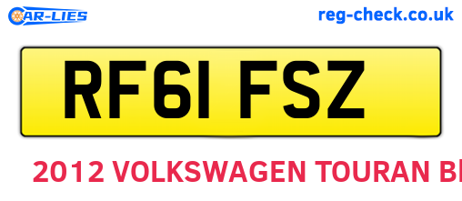 RF61FSZ are the vehicle registration plates.