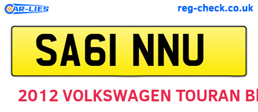 SA61NNU are the vehicle registration plates.