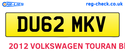 DU62MKV are the vehicle registration plates.