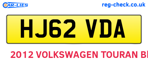 HJ62VDA are the vehicle registration plates.