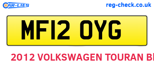 MF12OYG are the vehicle registration plates.