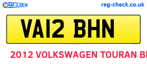 VA12BHN are the vehicle registration plates.
