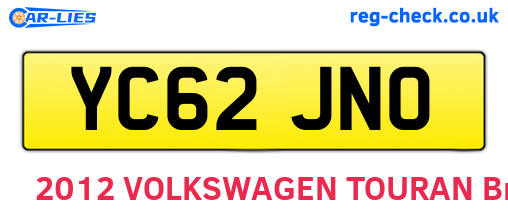 YC62JNO are the vehicle registration plates.