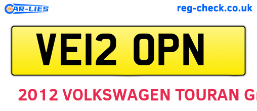 VE12OPN are the vehicle registration plates.