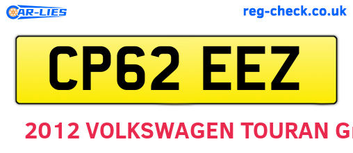 CP62EEZ are the vehicle registration plates.