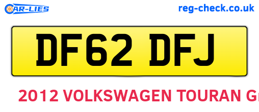 DF62DFJ are the vehicle registration plates.