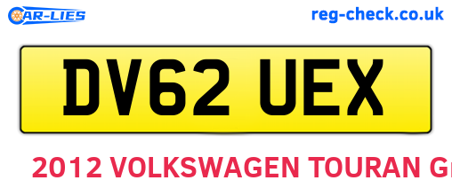 DV62UEX are the vehicle registration plates.