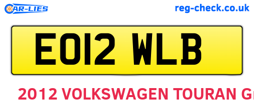 EO12WLB are the vehicle registration plates.