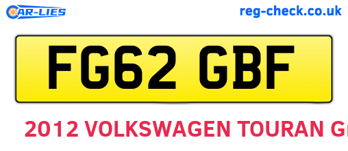 FG62GBF are the vehicle registration plates.