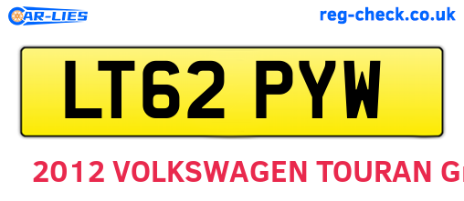 LT62PYW are the vehicle registration plates.