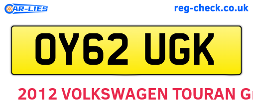 OY62UGK are the vehicle registration plates.