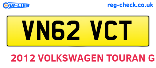 VN62VCT are the vehicle registration plates.