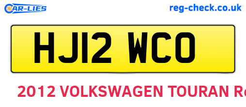 HJ12WCO are the vehicle registration plates.