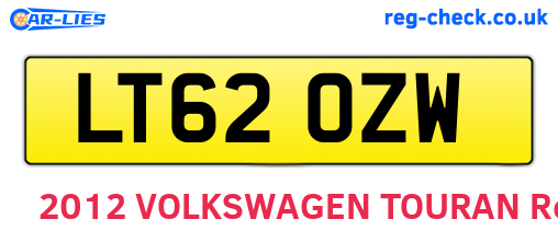 LT62OZW are the vehicle registration plates.