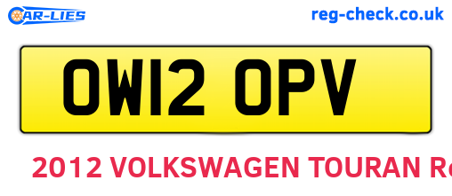 OW12OPV are the vehicle registration plates.