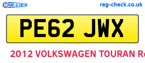 PE62JWX are the vehicle registration plates.