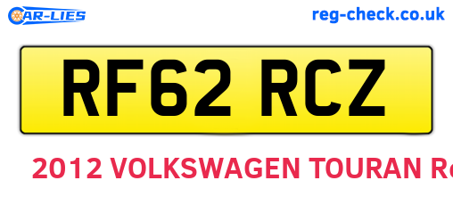 RF62RCZ are the vehicle registration plates.
