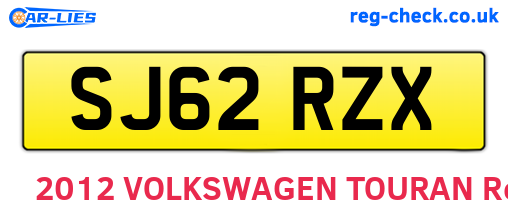 SJ62RZX are the vehicle registration plates.
