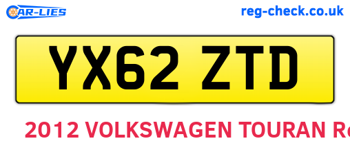 YX62ZTD are the vehicle registration plates.