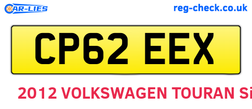 CP62EEX are the vehicle registration plates.