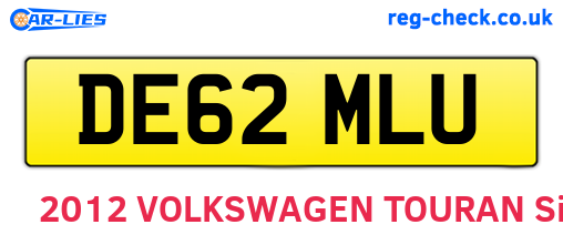 DE62MLU are the vehicle registration plates.