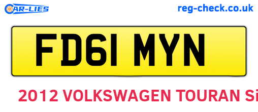 FD61MYN are the vehicle registration plates.