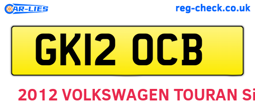 GK12OCB are the vehicle registration plates.